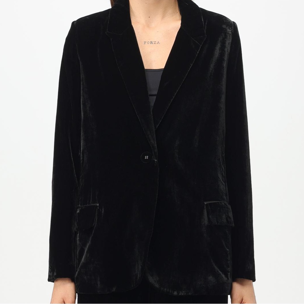 Twin-Set Luxurious Black Velvet Blazer
